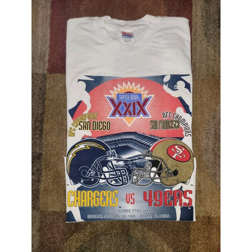 Vintage 90s Super Bowl XXIX 29 San Francisco 49ers Chargers 1995 NFL T-Shirt XL